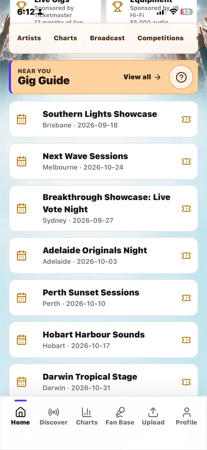 Breakthrough Gig Guide
